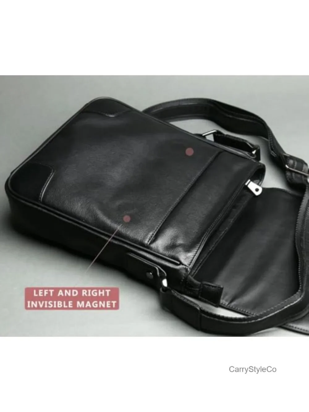 Full Grain Cowhide Messenger Bag for Men Tablet Business Crossbody